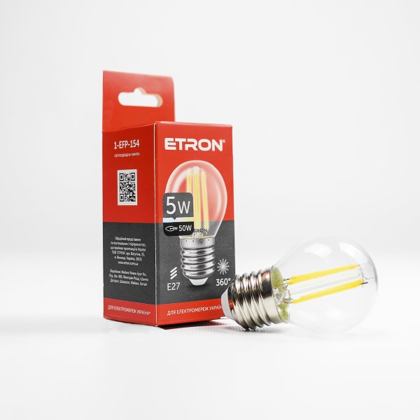 Светодиодная лампа ETRON Filament 1-EFP-154 G45 E27 5W 4200K