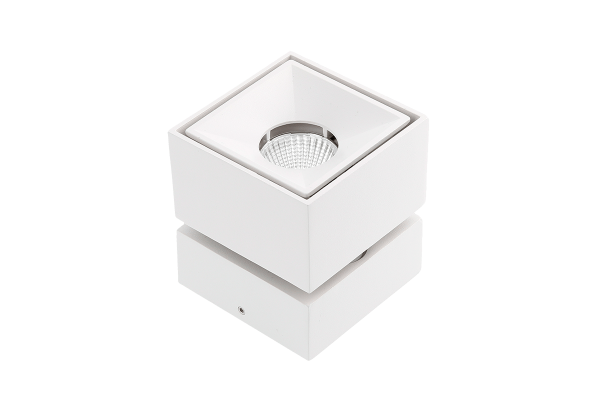 Світильник GTV LED BIANCO, 8W, IP20, 4000K, 75х75х84, квадрат, білий, з нахилом