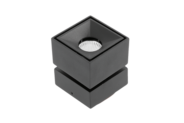 Світильник GTV LED BIANCO, 8W, IP20, 4000K, 75х75х84, квадрат, чорний, з нахилом