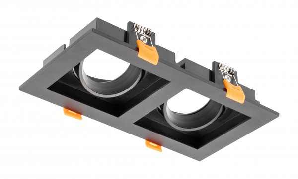 Светильник точечный GTV RUBIO, 187x102mm, IP20, квадратный, двойной, черный (пластик) (OP-RUBIOKW2-00)