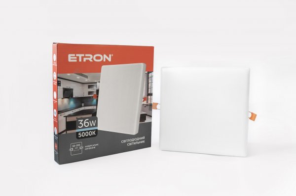 Светодиодный светильник Etron 36W 5000К ІР20 квадрат