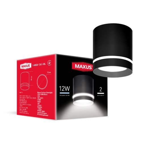 Світильник точковий світлодіодний Maxus Surface Downlight 12W 4100K Black