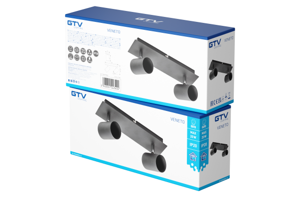 Светильник GTV VENETO, IP20, max.20W, 2xGU10, круглый, черный (OS-VEN20WO2-10)