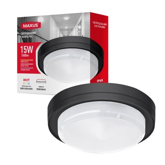 Світильник світлодіодний накладний MAXUS MBH 15W 3CCT IP65 BL Circle (1-MBH-15W-BLC)