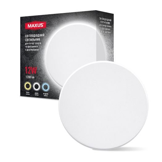 Светильник светодиодный MAXUS MWL 12W 3CCT IP65 WH накладной Circle (1-MWL-12W-WHC)