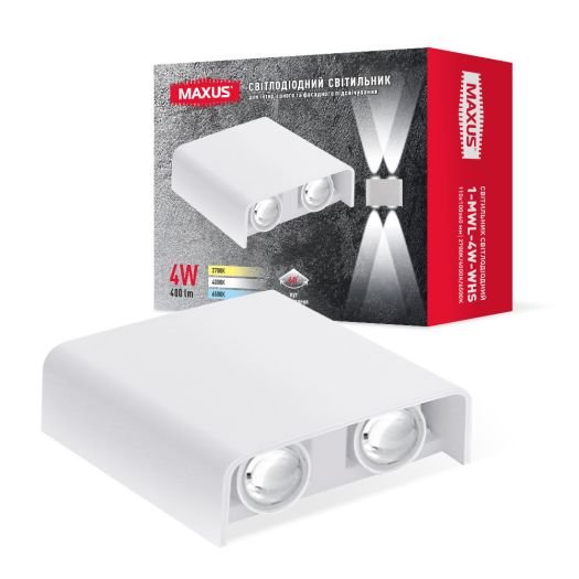 Світильник світлодіодний накладний MAXUS MWL 4W 3CCT IP65 WH Square