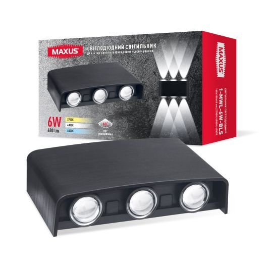 Светильник светодиодный накладной MAXUS MWL 6W 3CCT IP65 BL Square