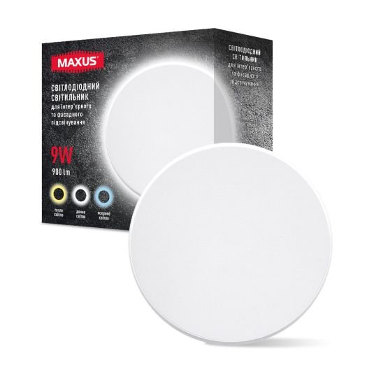 Світильник світлодіодний MAXUS MWL 9W 3CCT IP65 WH накладний Circle (1-MWL-9W-WHC)