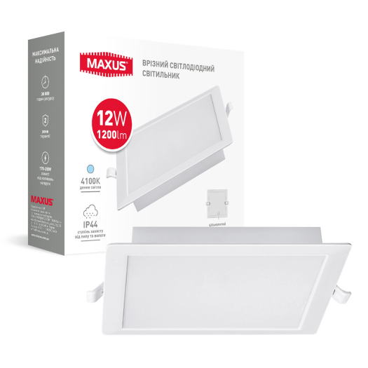 Врезной светодиодный светильник 1-RDL-1241-IPS MAXUS RDL 12W 4100K IP44 Square