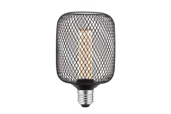 Лед лампа GTV Filament Grid C100, E27, 3,5W, 1800K, AC220-240V, 320°, чорний