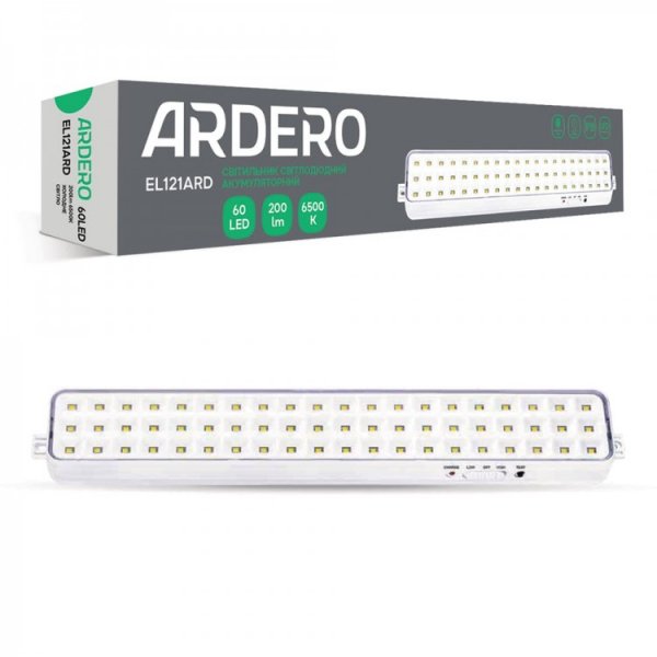 Світильник акумуляторний EL121ARD  60LED білий  DC  (340x55x70мм) ARDERO, вітрина